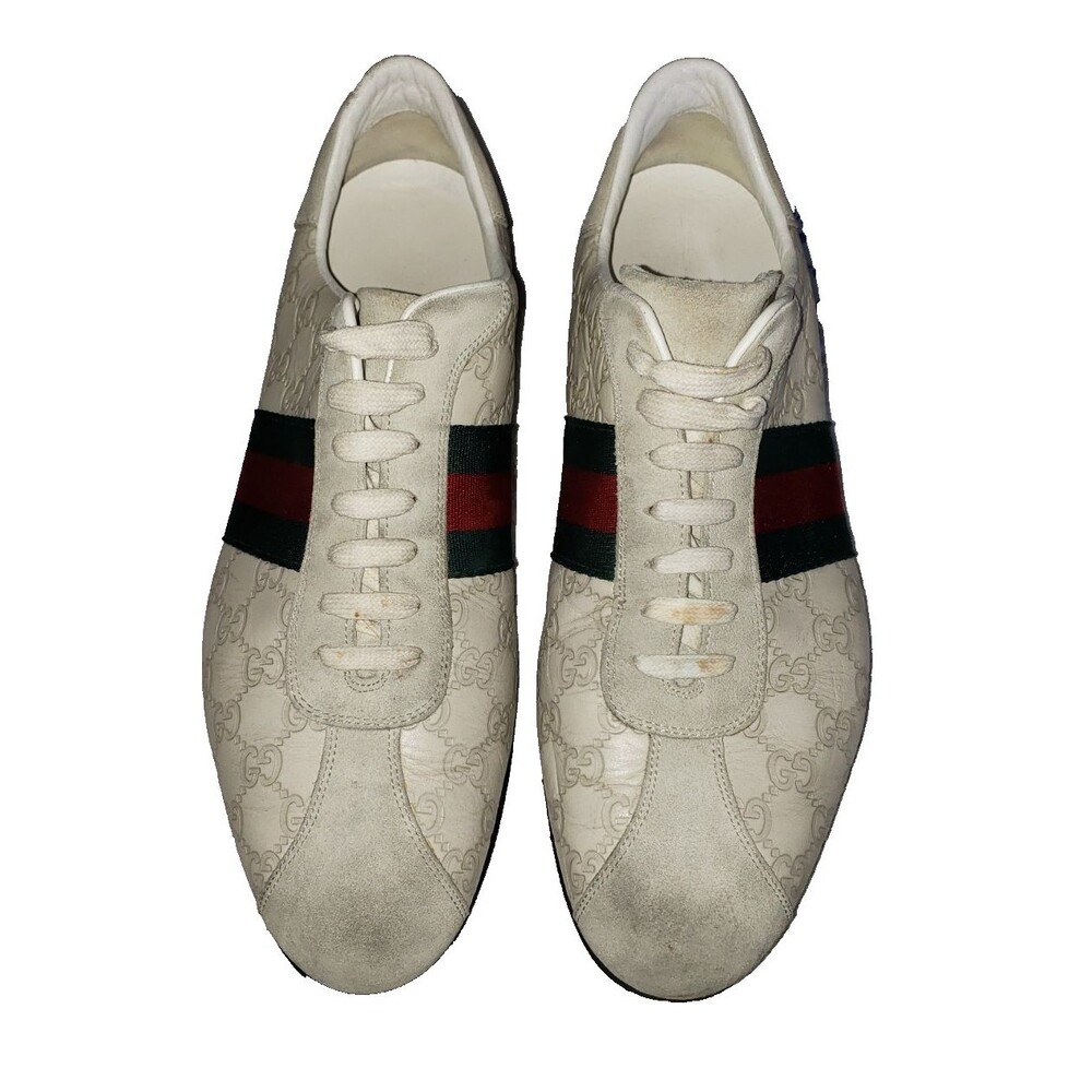 Gucci GG Monogram Mystic White Leather Shoes Trainers Men's Size 12.5G - Picture 5 of 10